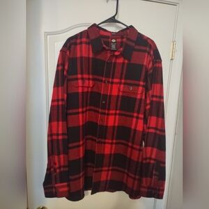 Dickies Red and Black Relaxed Fit Checkered Flannel Men's Shirt 2XL/XXG/2TG